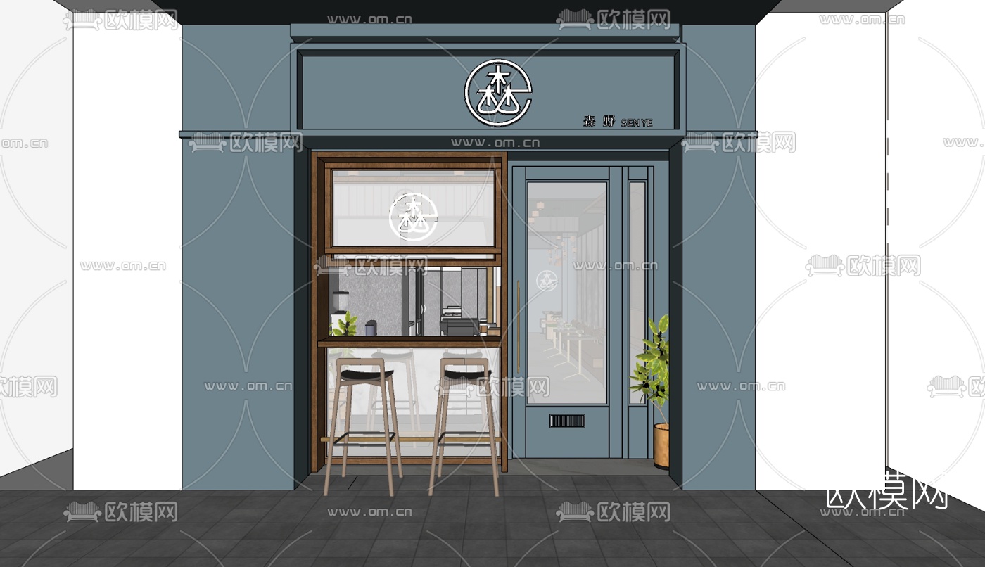 北欧奶茶店su模型