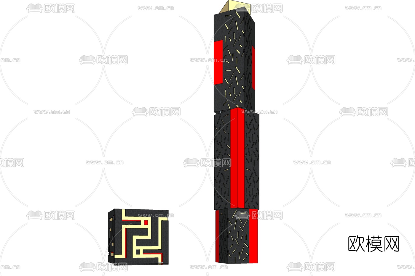 中式景观灯免费su模型下载