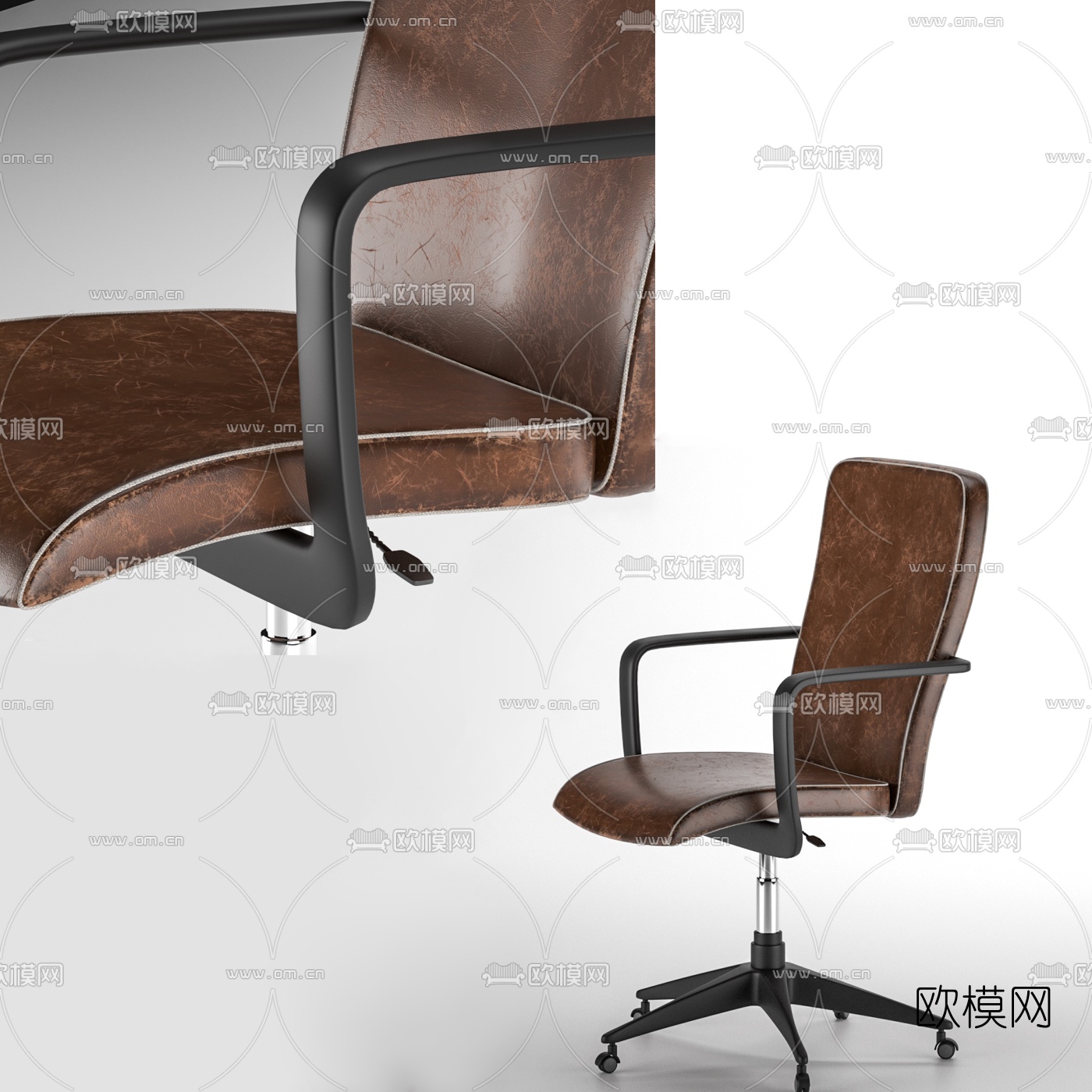 现代皮革办公椅3d模型下载