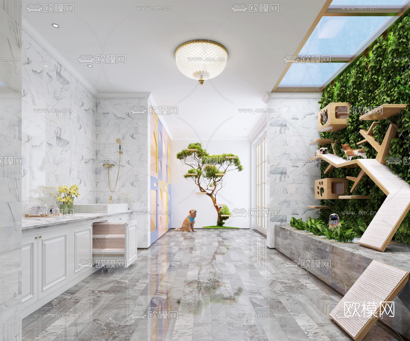 欧式宠物活动区3d模型下载（渲染图1）