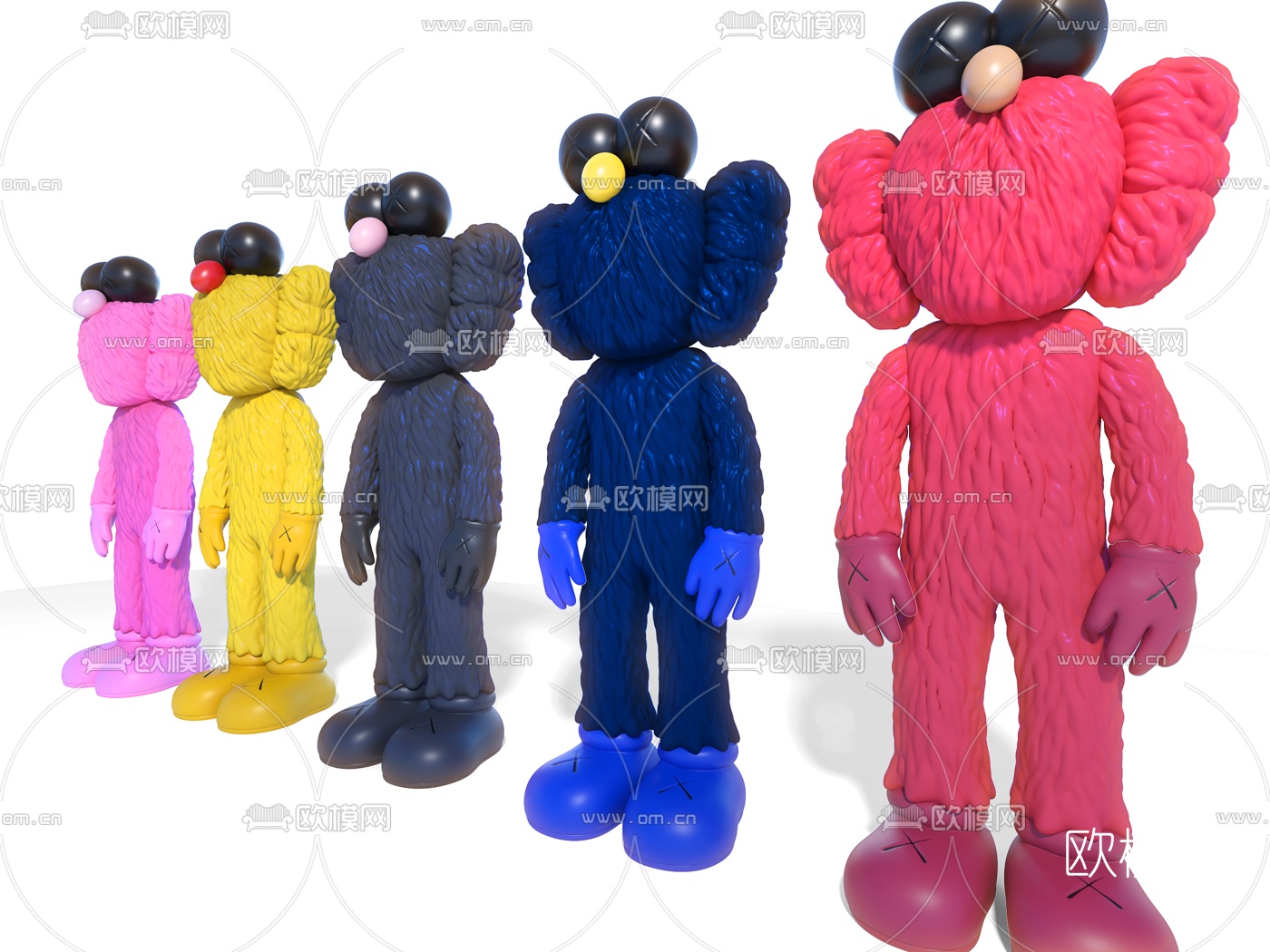 现代kaws公仔玩具3d模型下载（渲染图2）