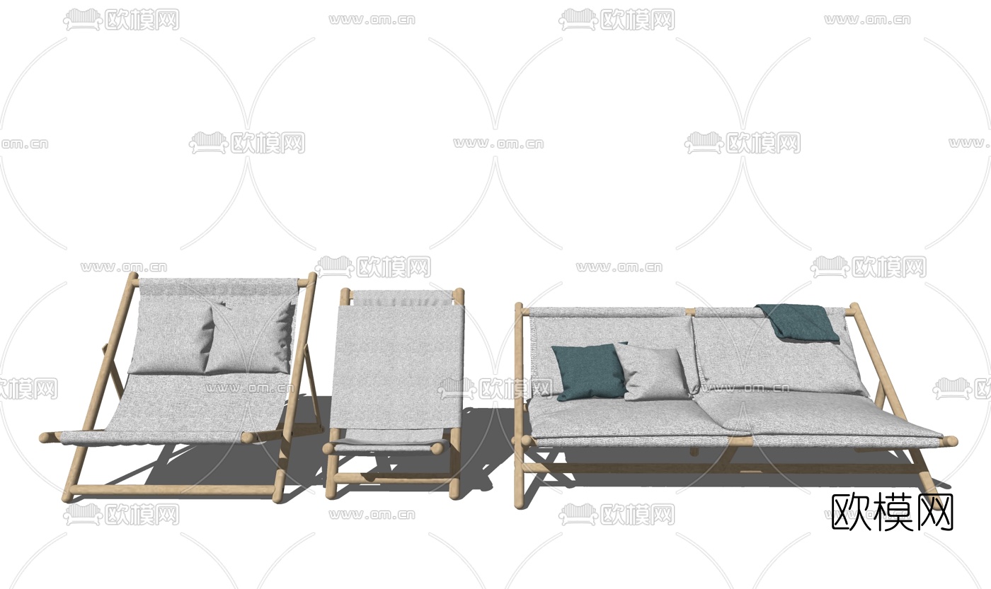 北欧户外休闲躺椅su模型下载