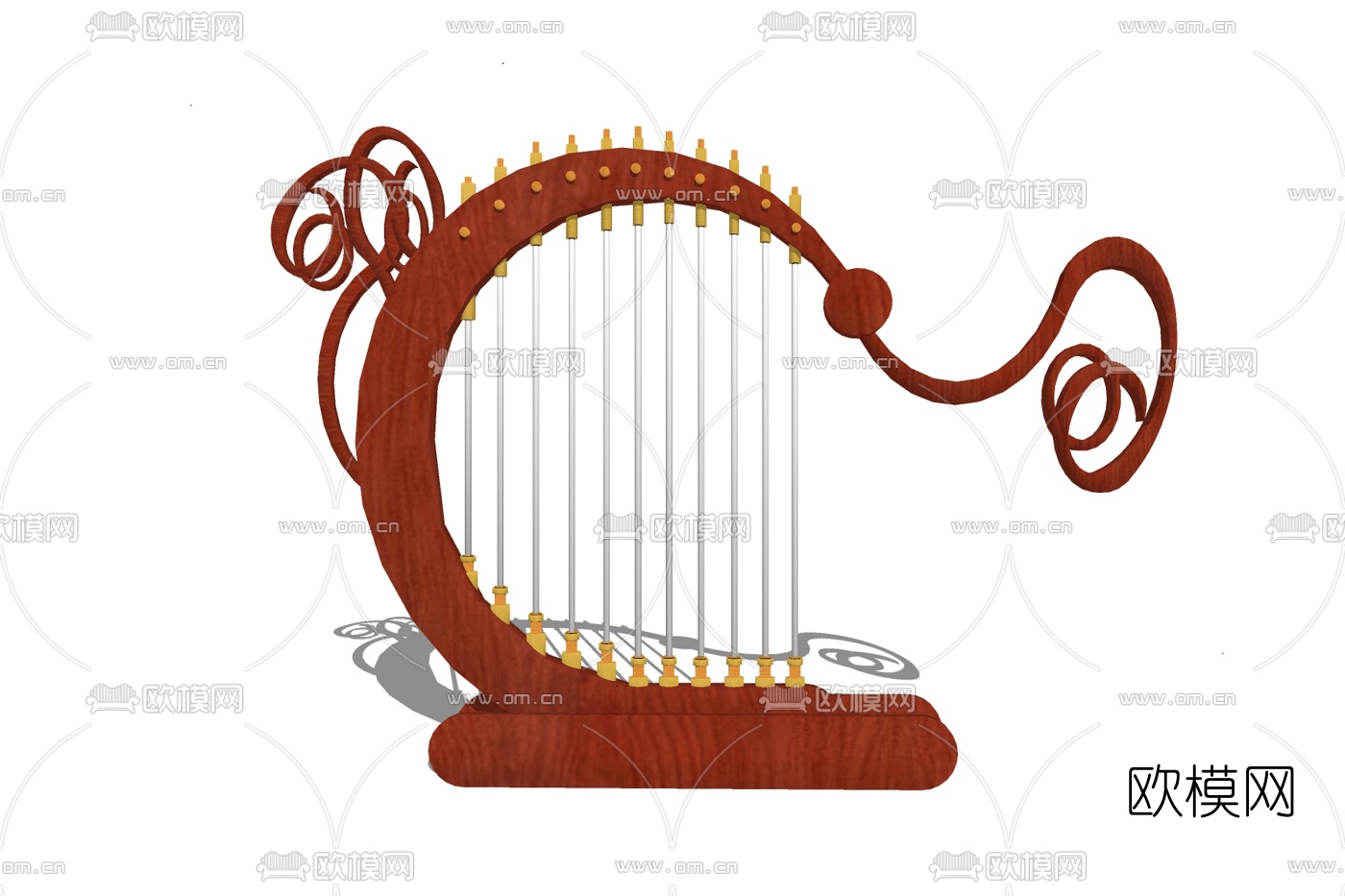 欧式竖琴免费su模型下载
