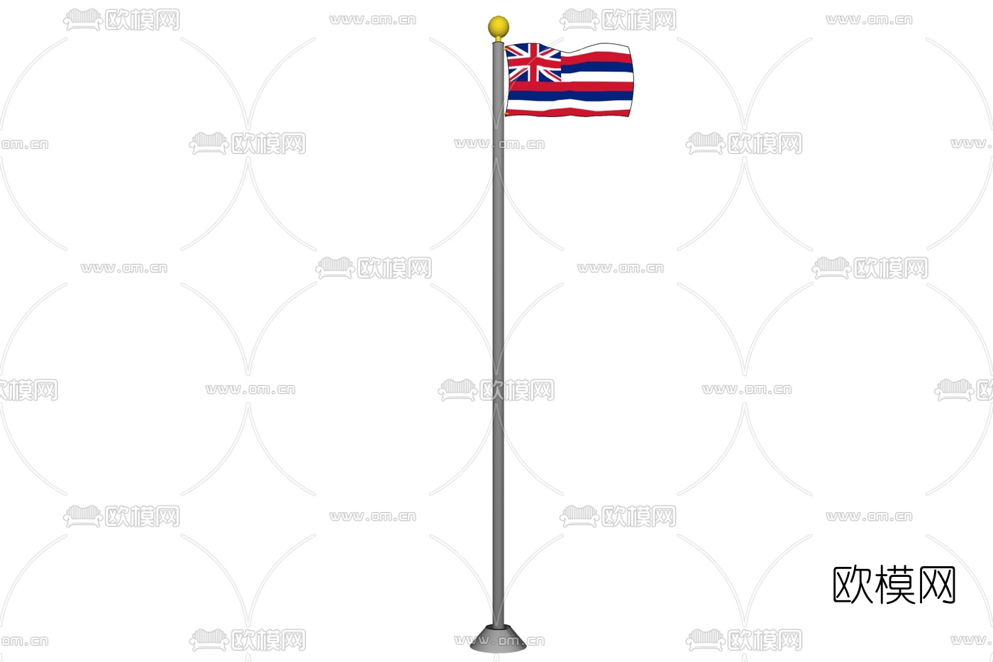 现代国旗旗帜免费su模型下载