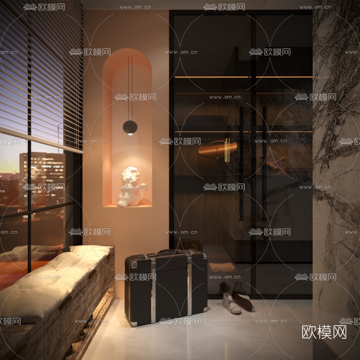 现代轻奢玄关过道3d模型