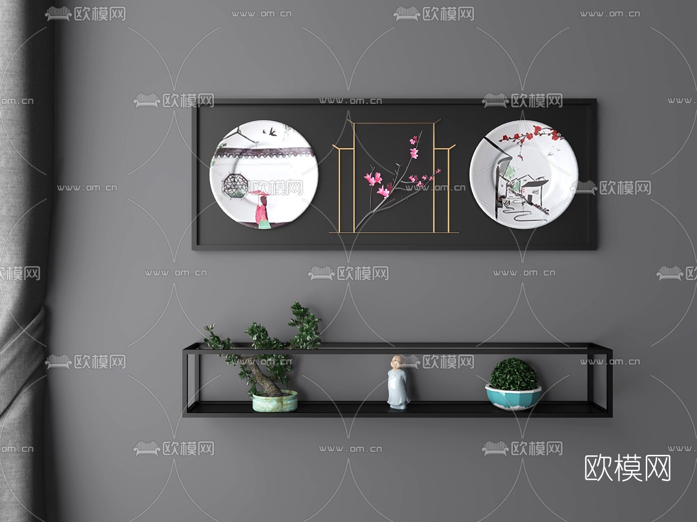 新中式禅意挂件3d模型