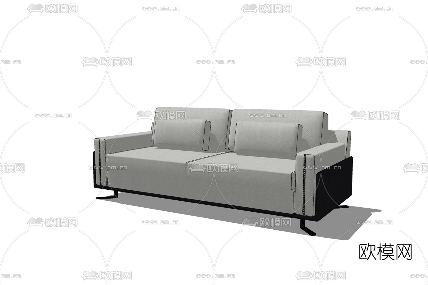 现代布艺双人沙发免费su模型下载