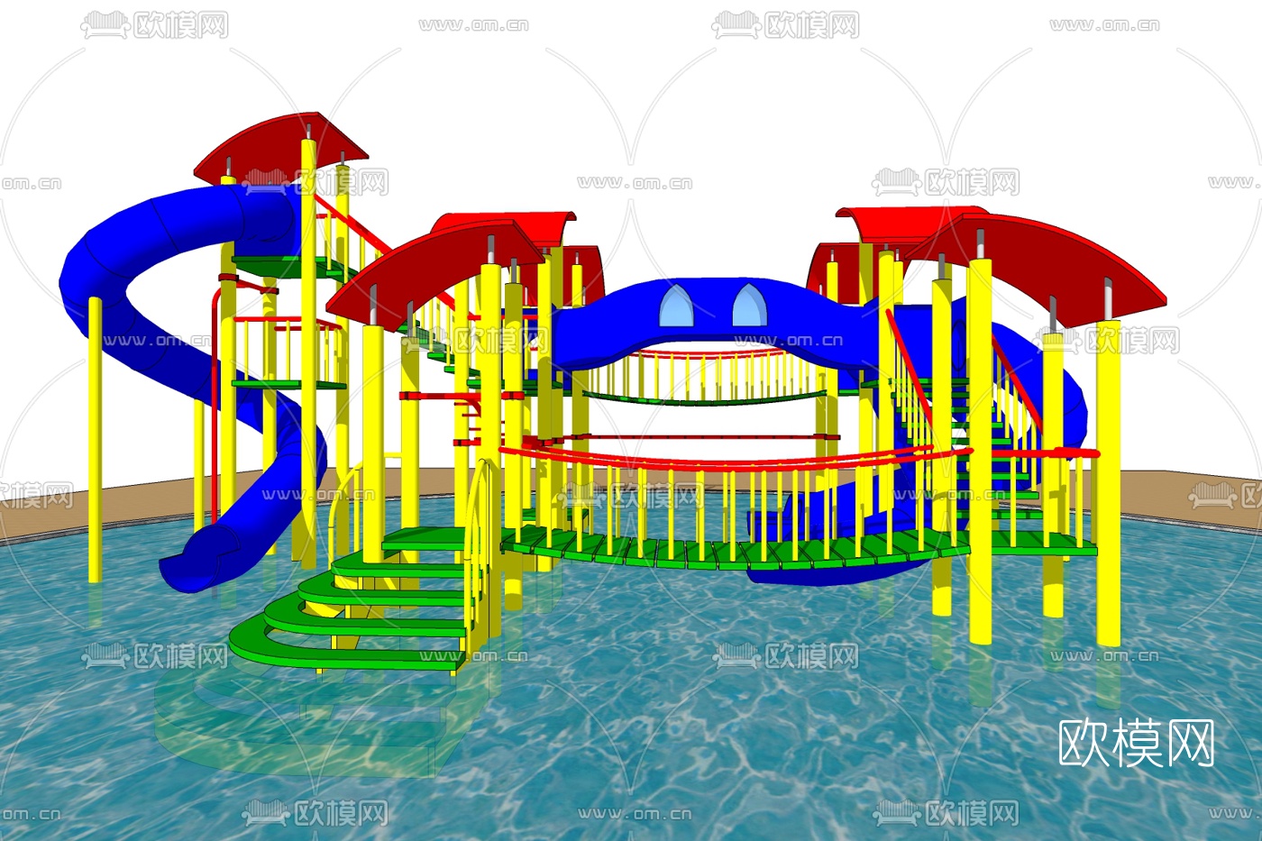 现代大型水上乐园免费su模型下载