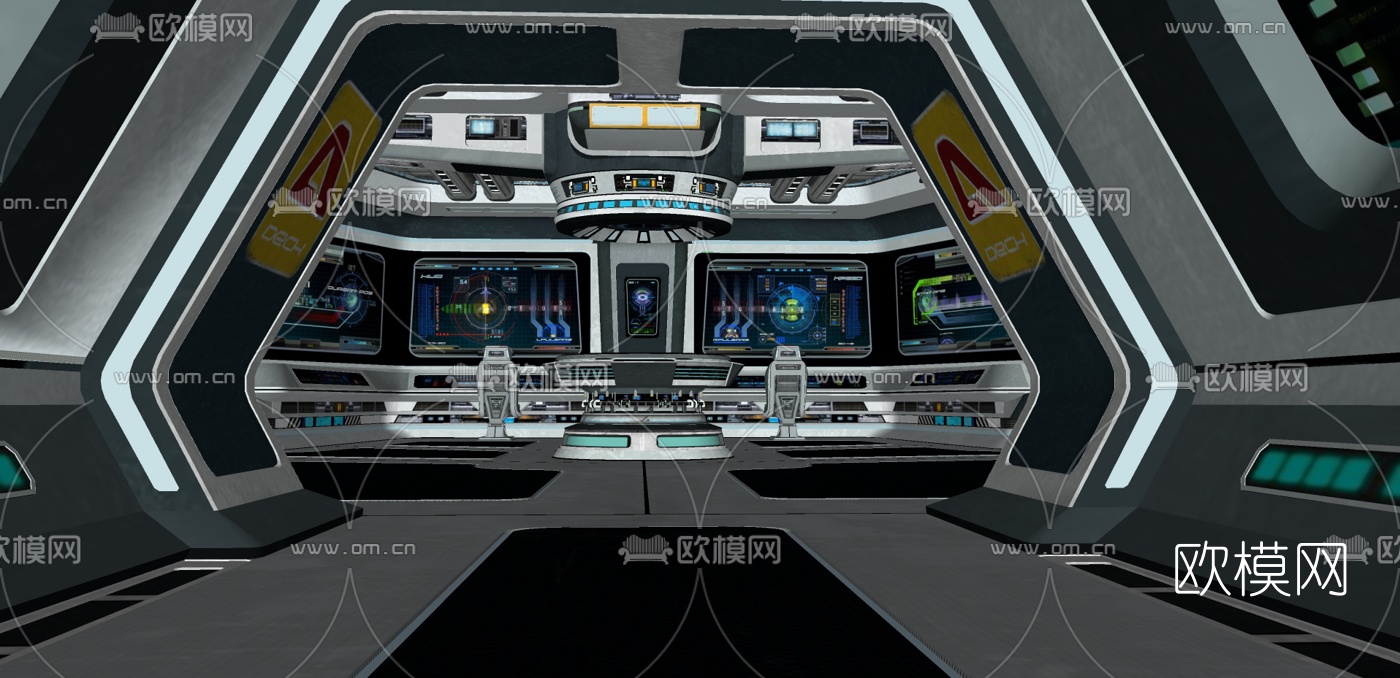 现代宇宙飞船监控室su模型下载（渲染图6）