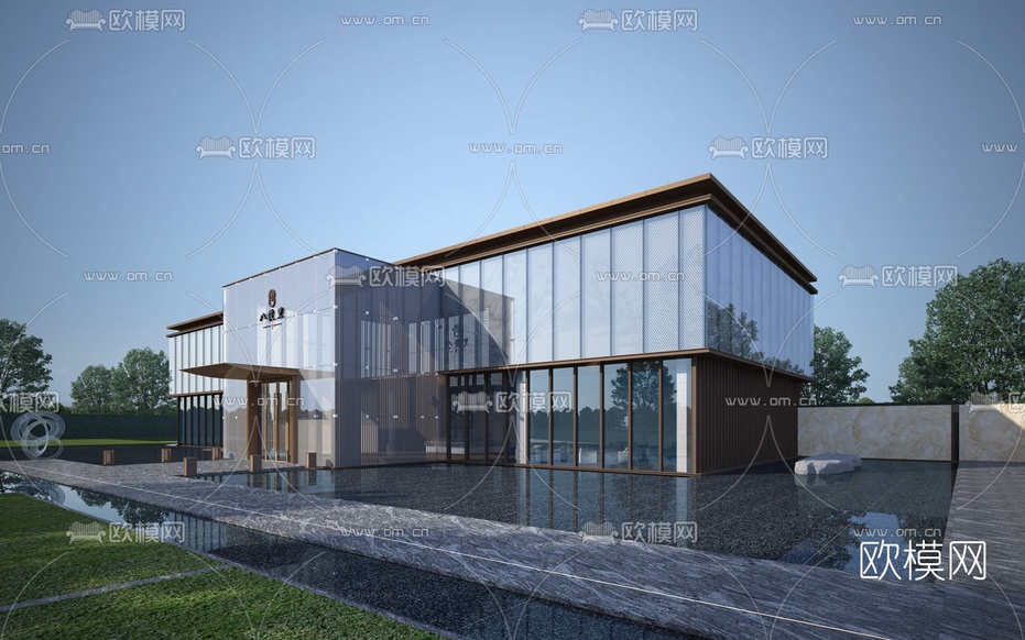 现代会所外观3d模型下载