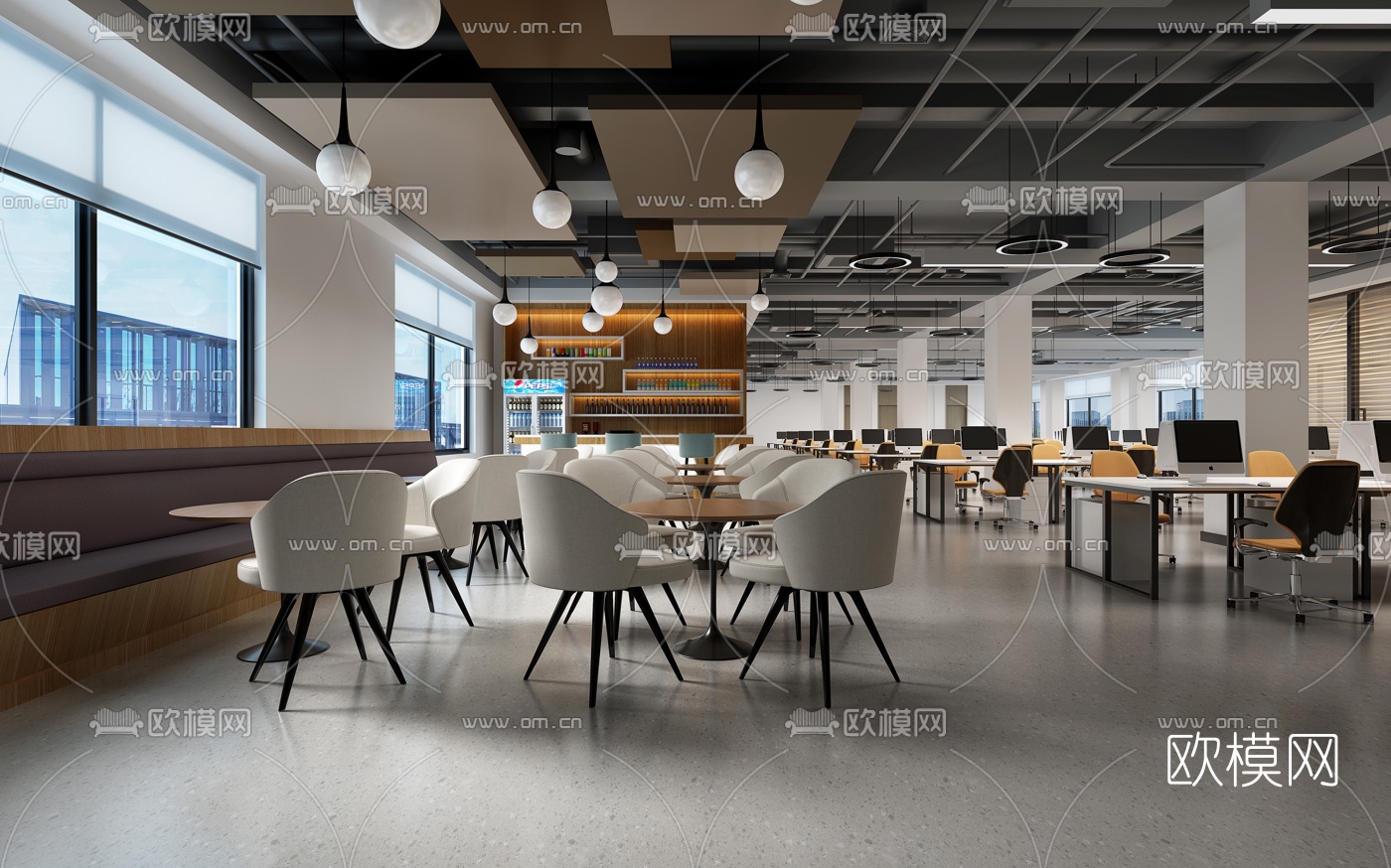 工业风办公区休闲区3d模型下载