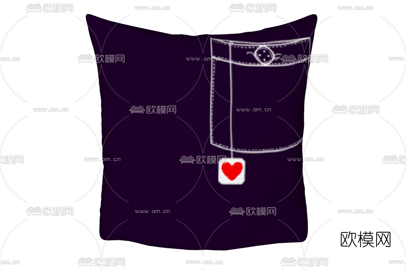 现代布艺爱心抱枕免费su模型