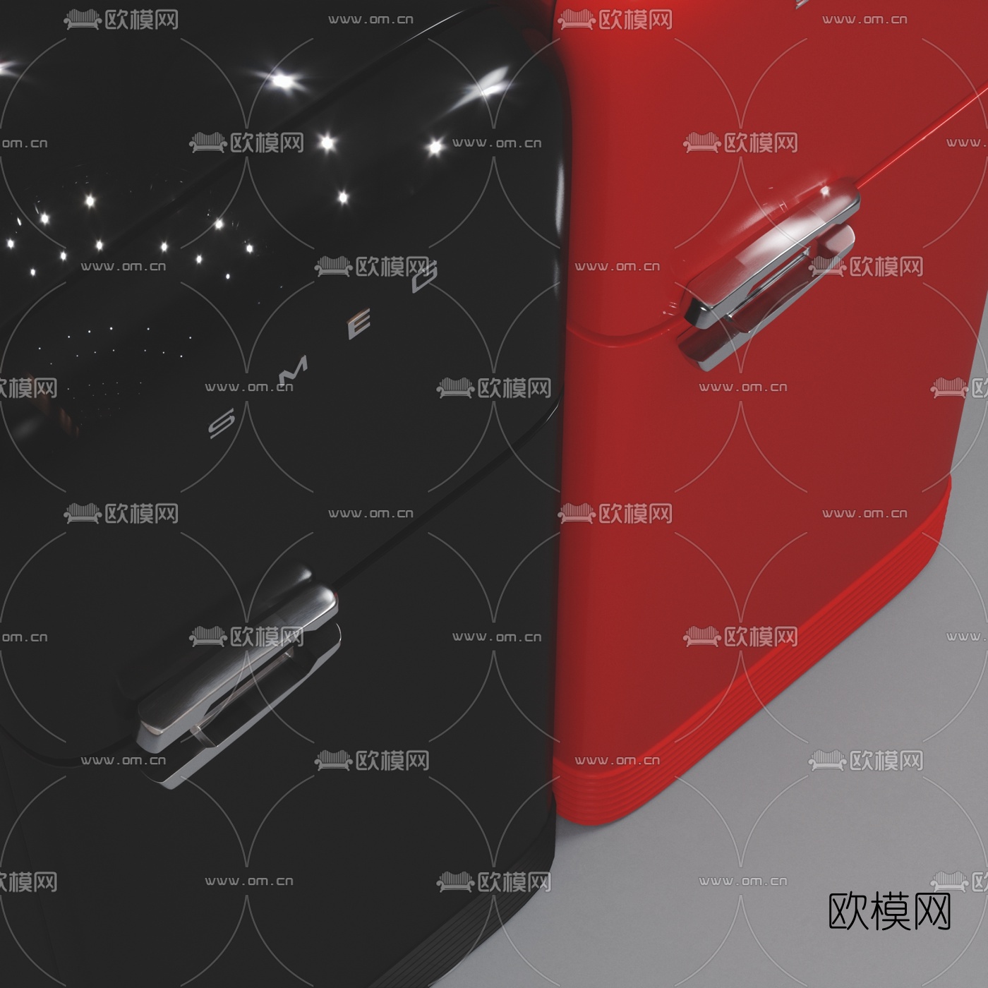 现代单开门冰箱3d模型