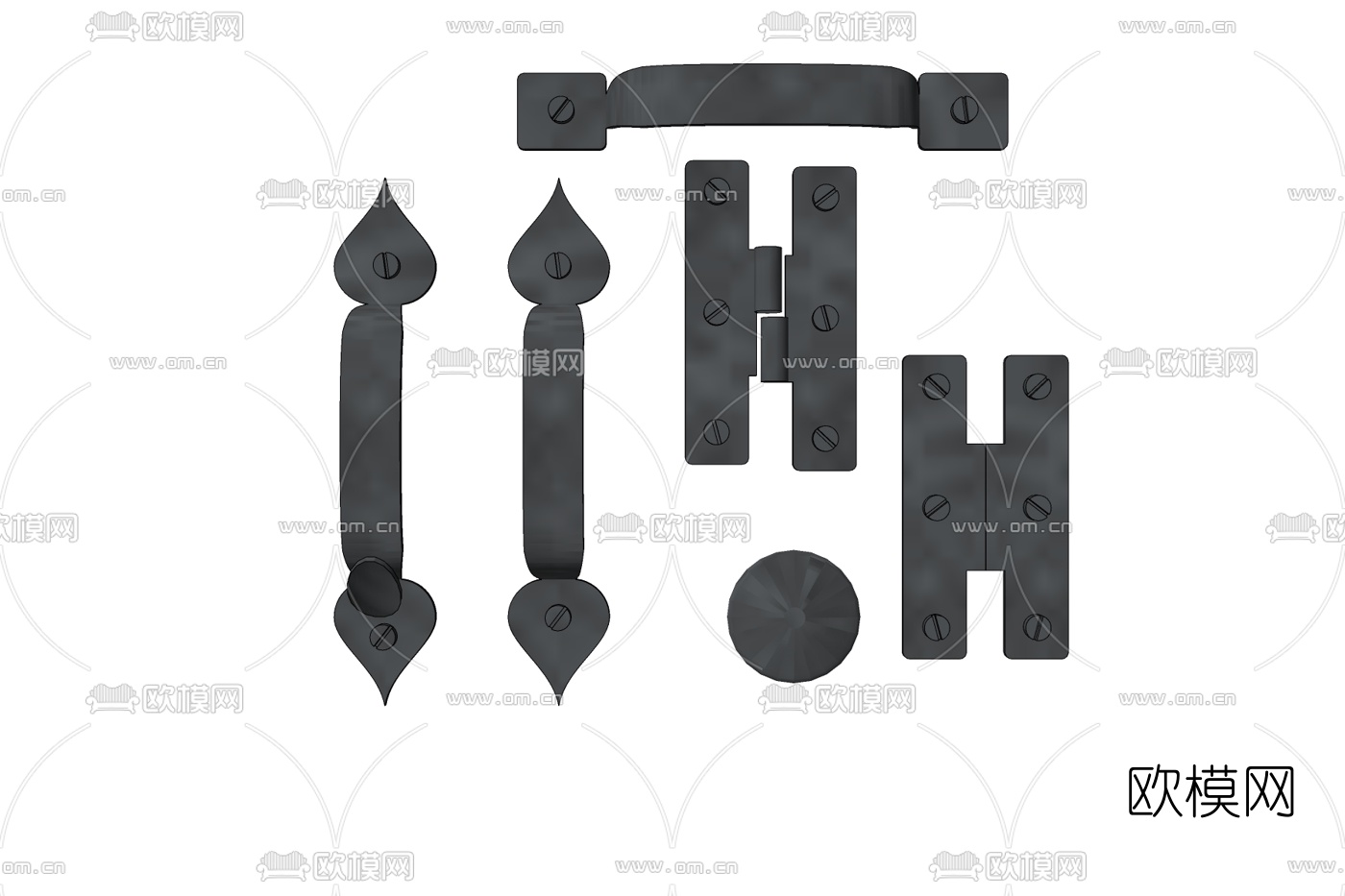 后现代门把手组合免费su模型下载