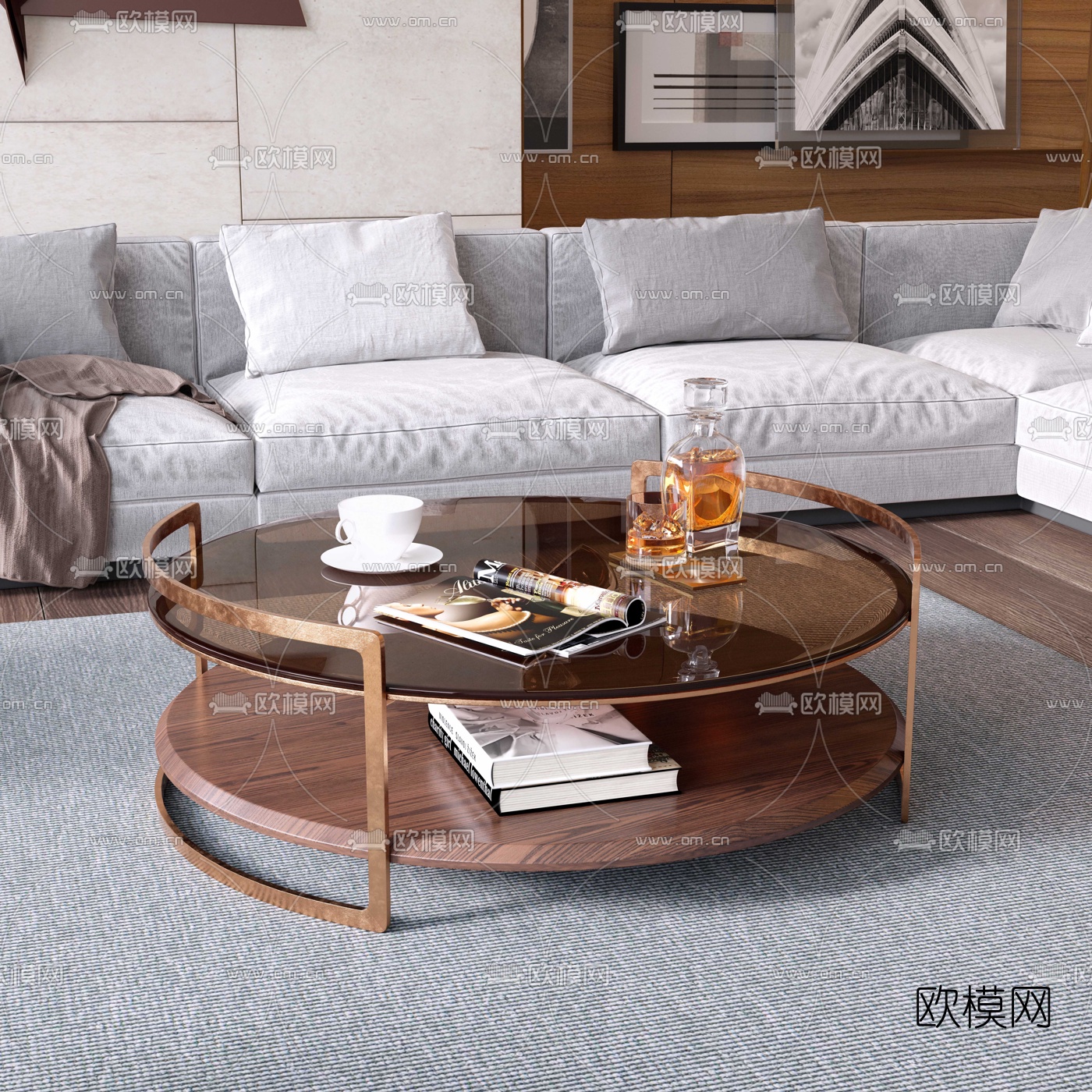 现代圆形茶几3d模型