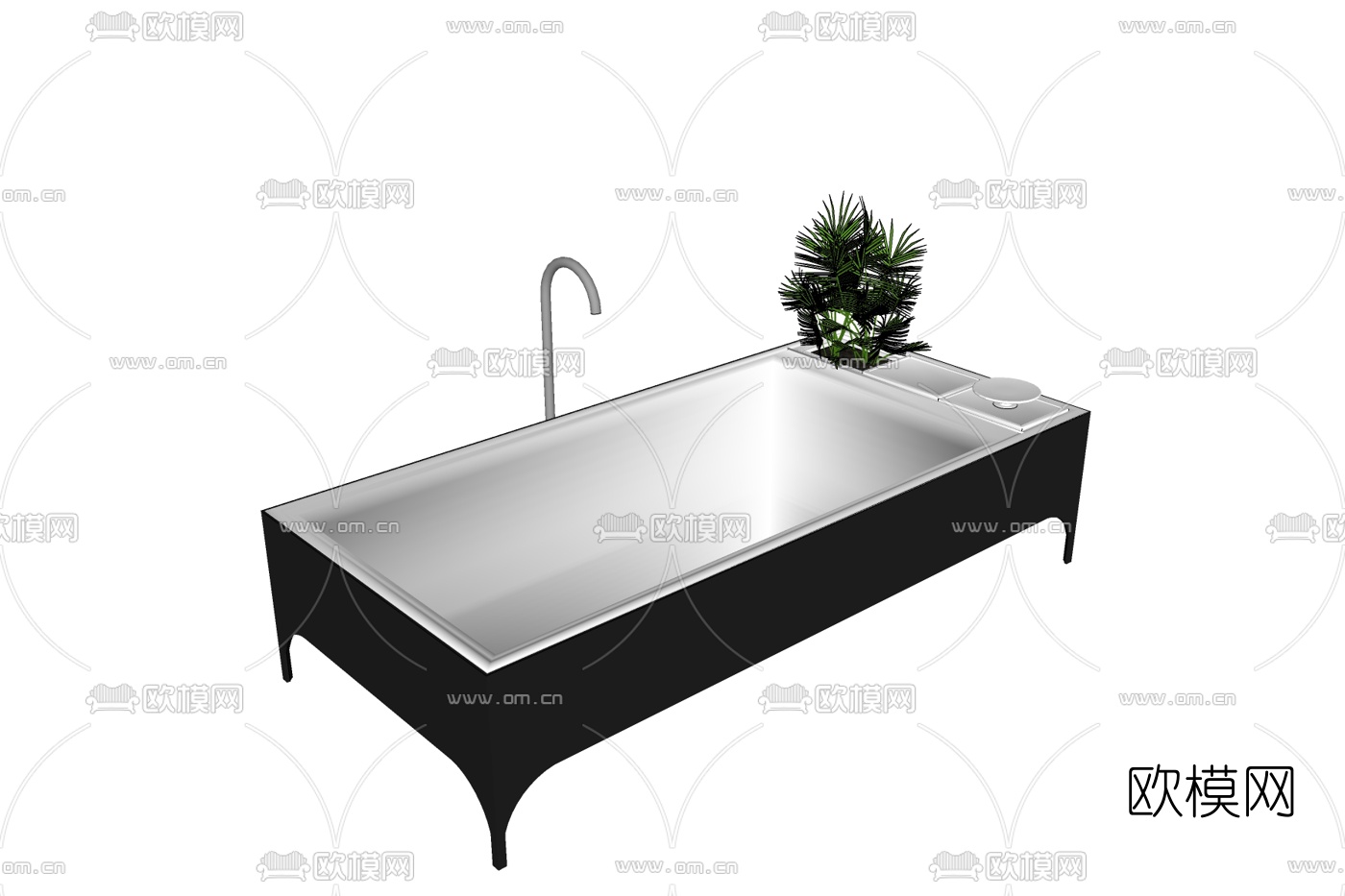 现代浴缸免费su模型下载