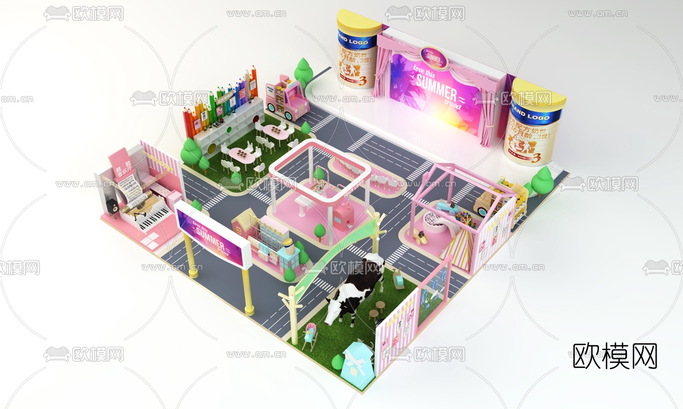 现代儿童商品展区3d模型