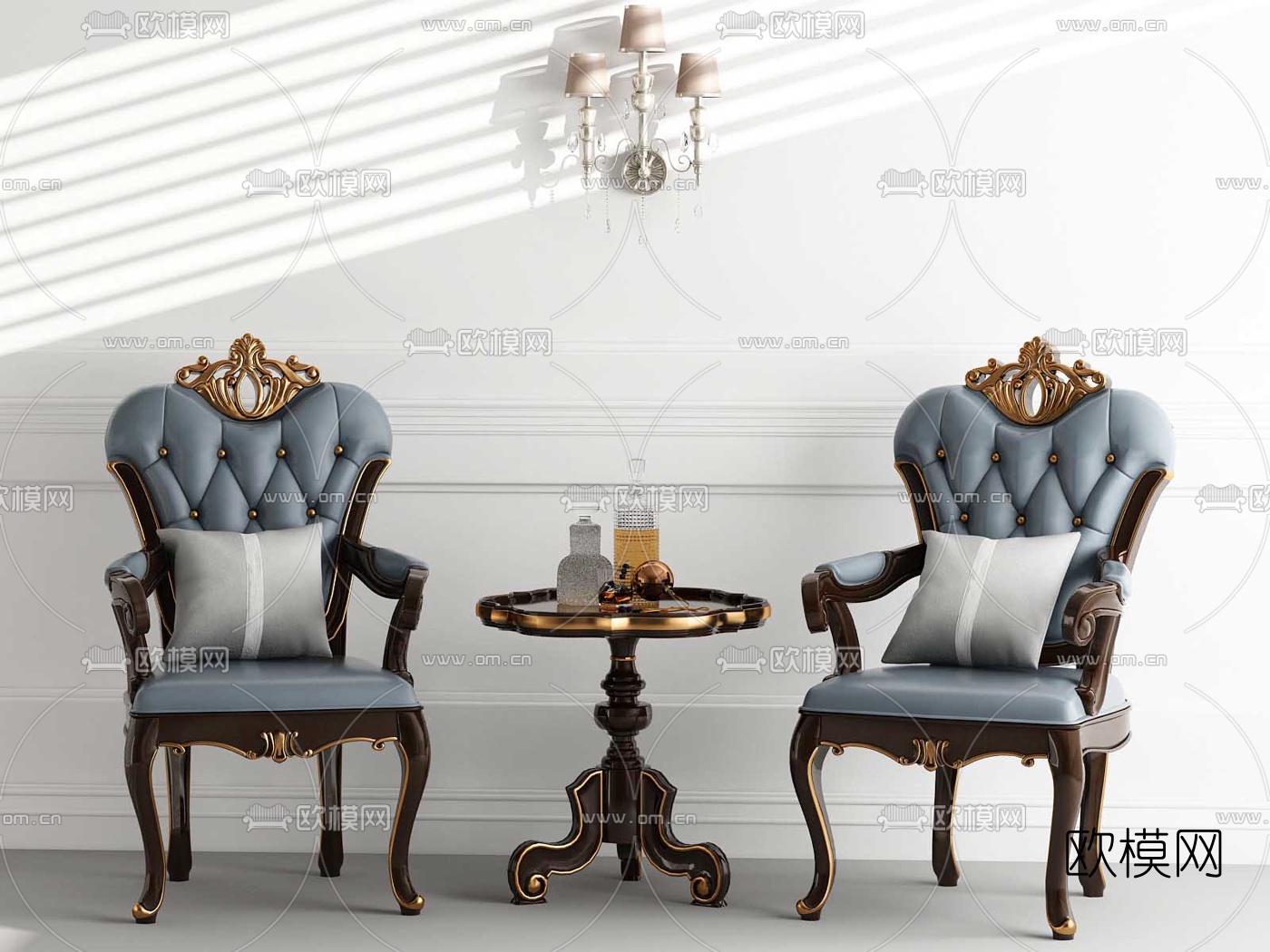 新古典皮革休闲椅3d模型下载