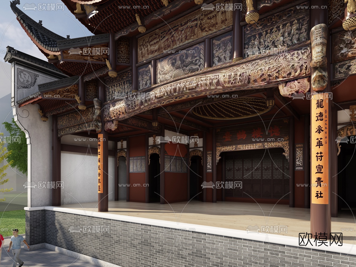 中式古建戏台3d模型
