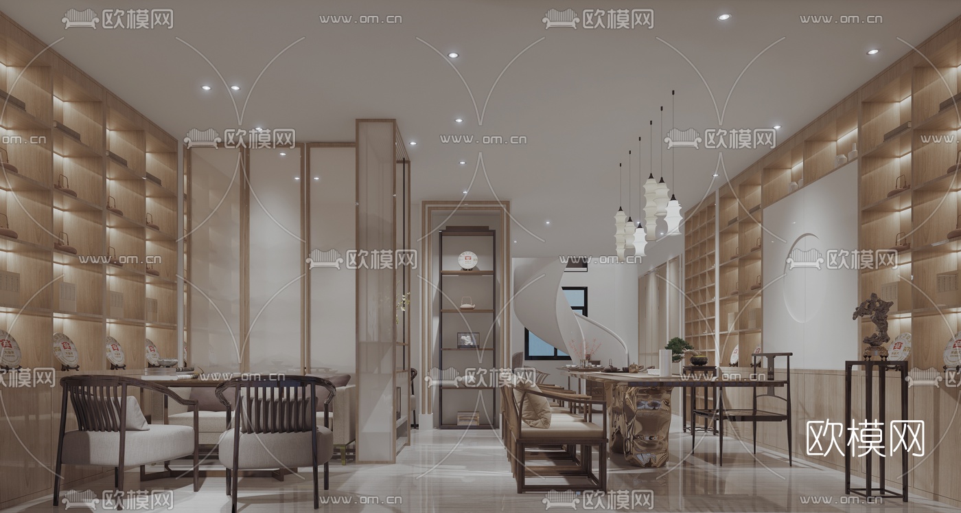 新中式茶楼会所3d模型