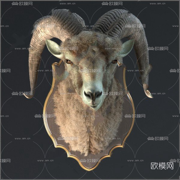 现代羊头墙面饰品挂件免费3d模型