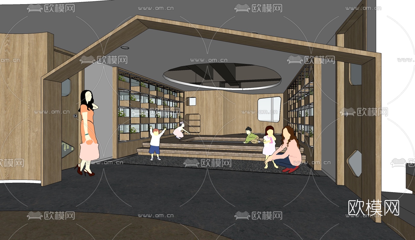现代早教儿童培训中心su模型下载（渲染图3）