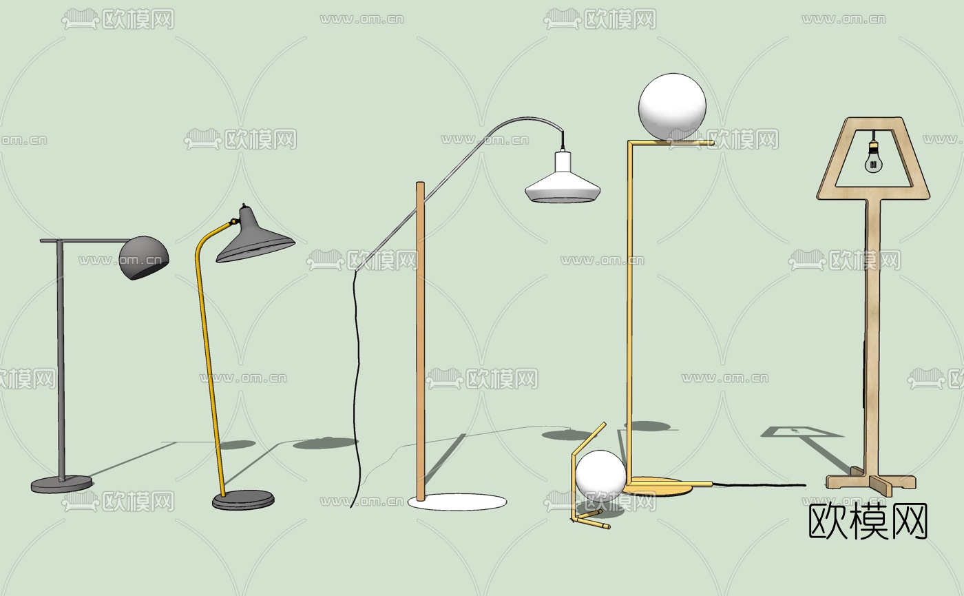 北欧金属落地灯su模型下载
