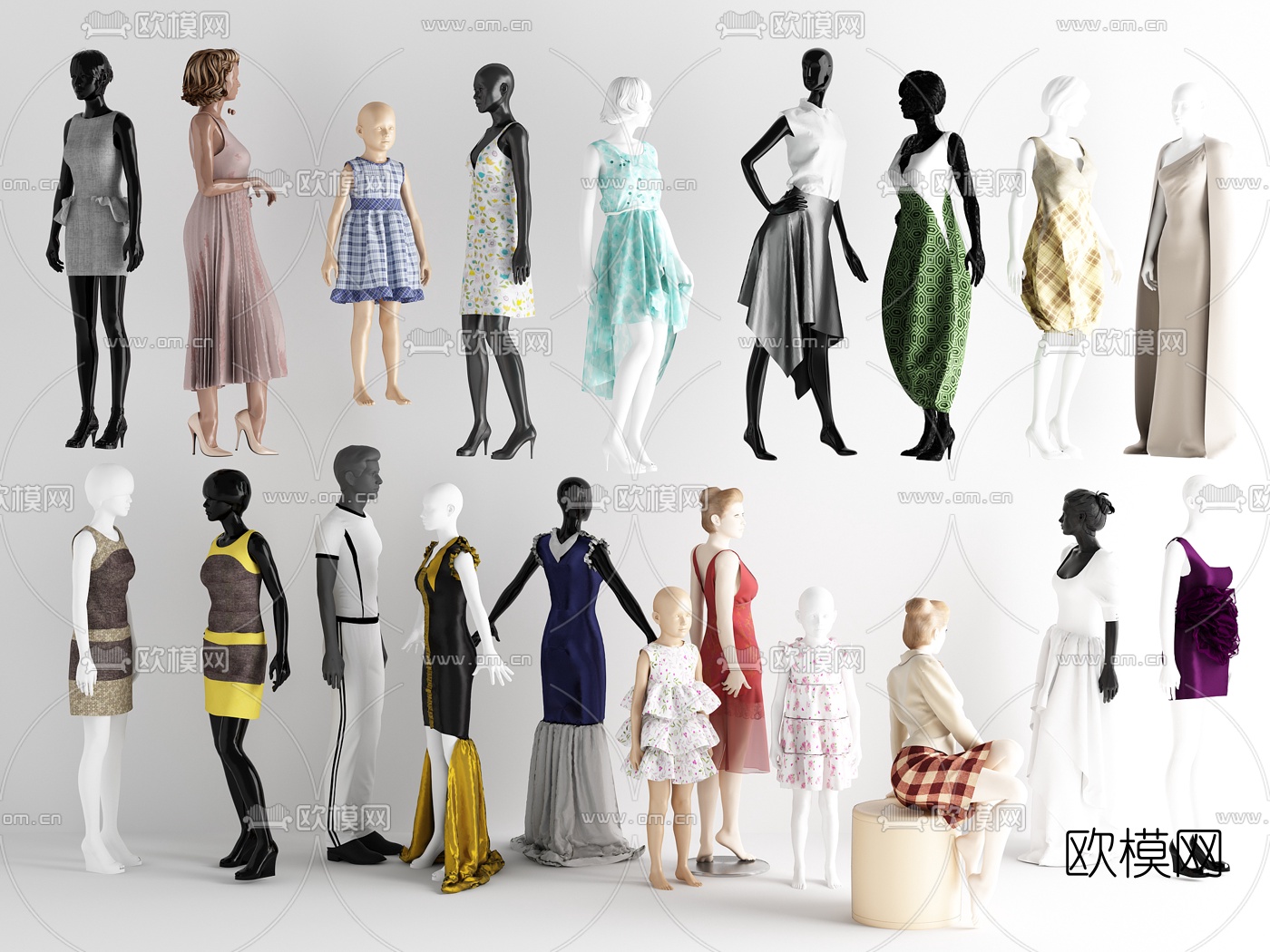 现代女士模特服饰3d模型下载