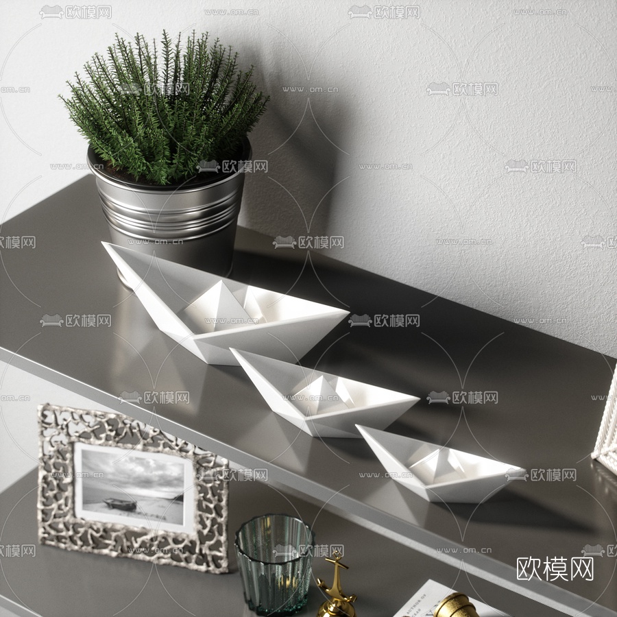 现代相框植物装饰3d模型