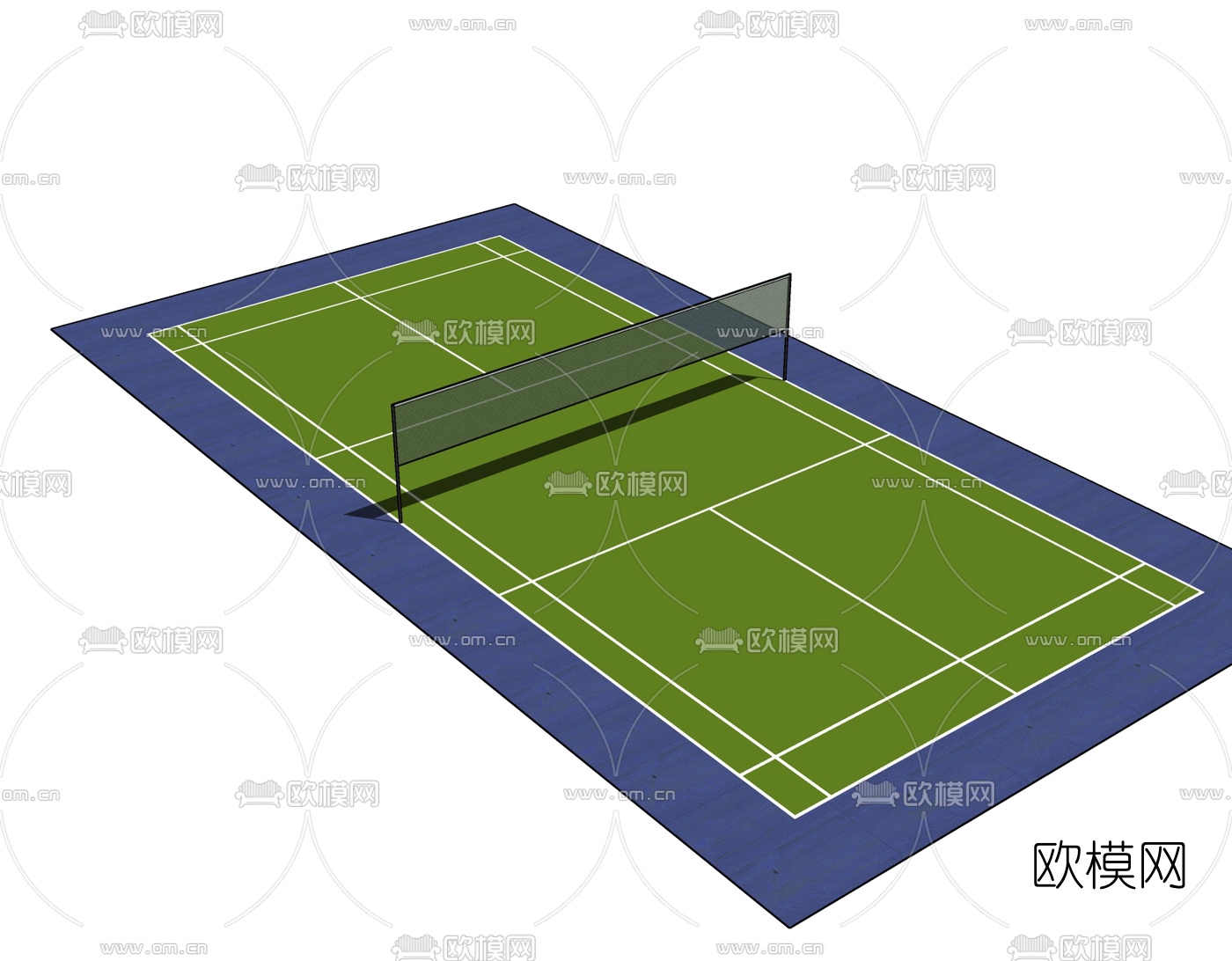 现代网球场免费su模型下载