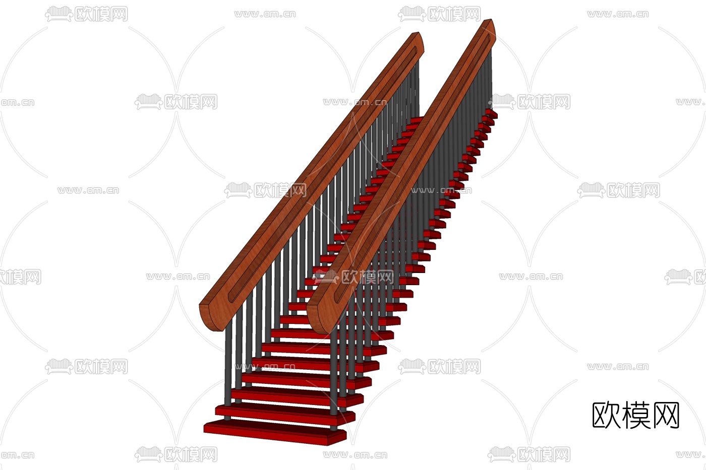 现代实木楼梯免费su模型下载