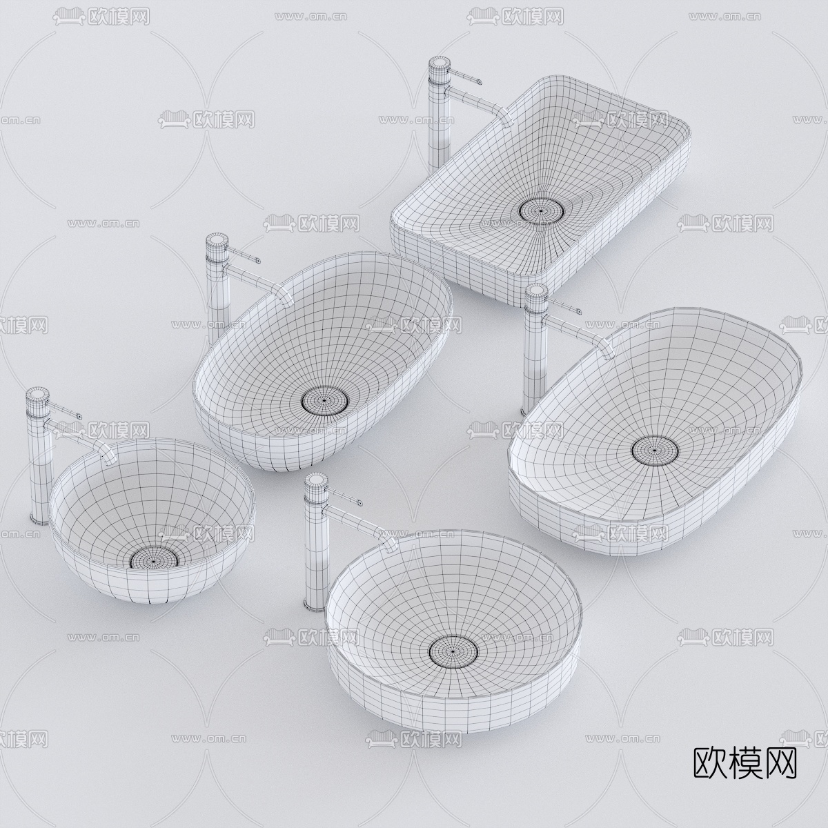 现代洗手盆组合3d模型下载（渲染图3）