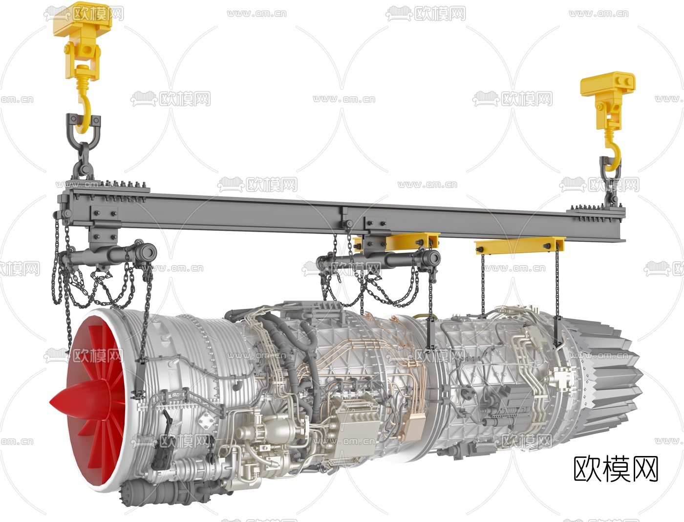 现代飞机引擎涡轮发动机3d模型下载