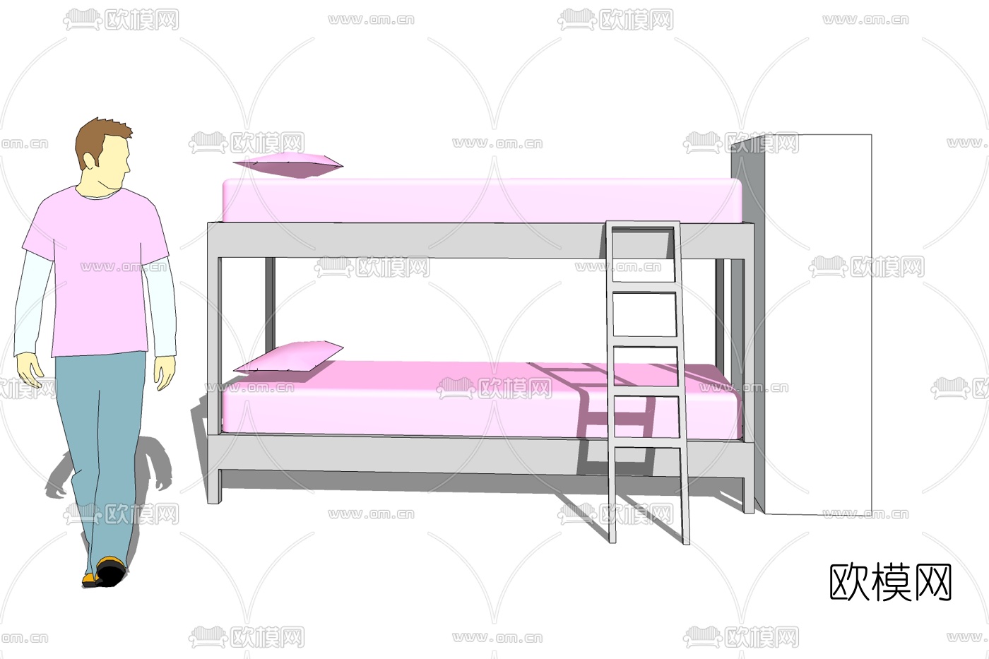 现代儿童上下床免费su模型下载