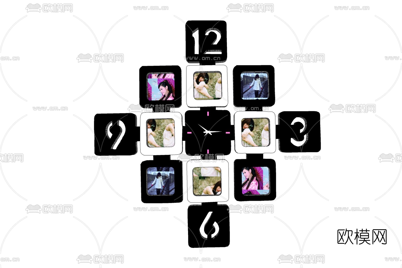 现代造型挂钟免费su模型下载