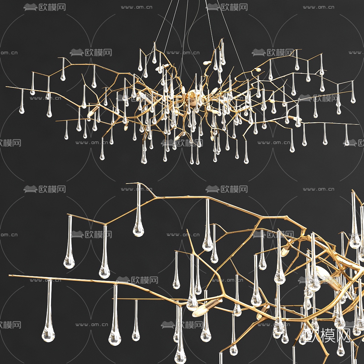 现代枝状水晶装饰灯3d模型下载