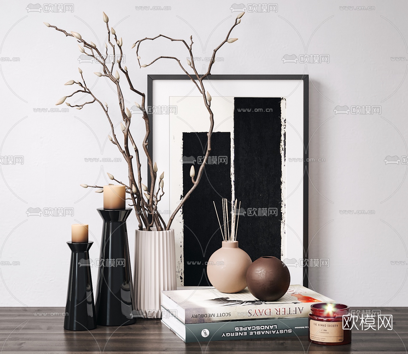 现代陈设品干枝组合3d模型下载