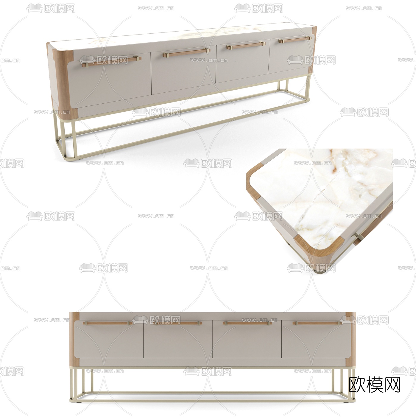 现代大理石电视柜3d模型下载
