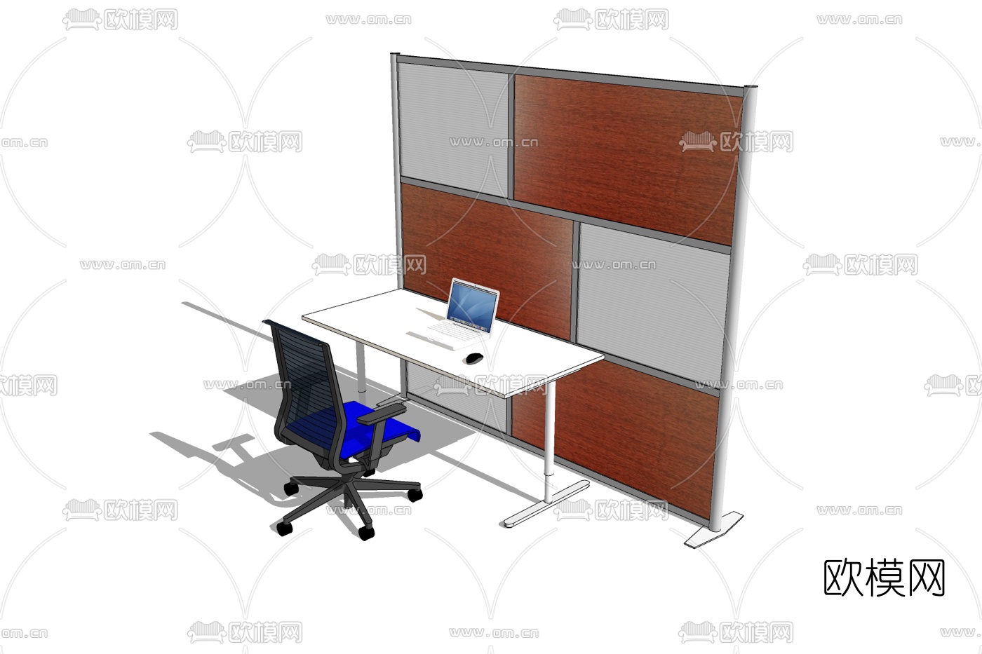 现代办公桌免费su模型下载
