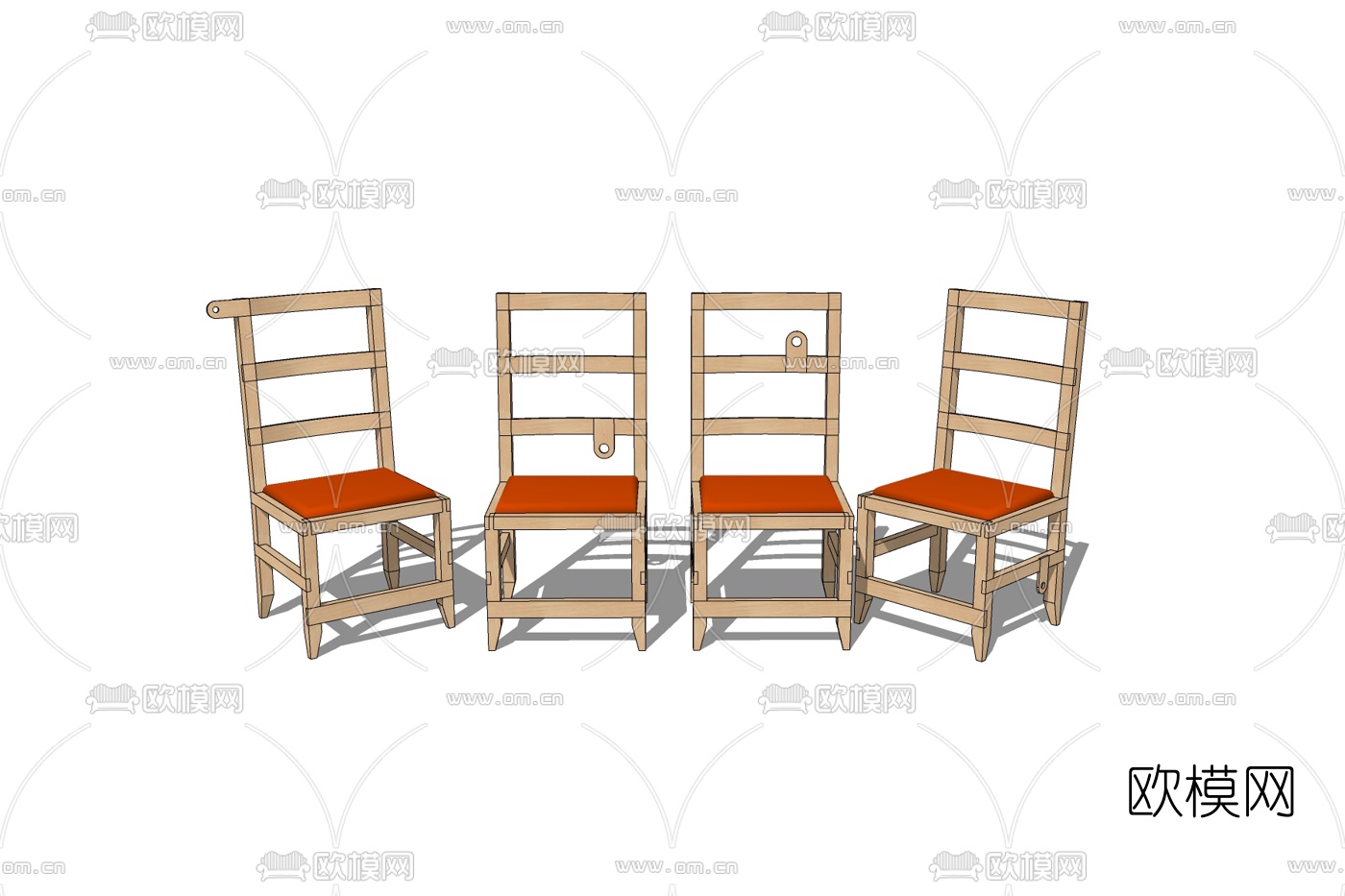 美式单椅su模型下载