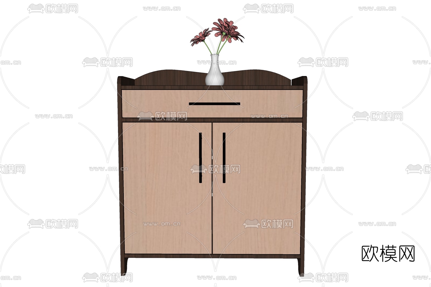 现代实木边柜免费su模型下载