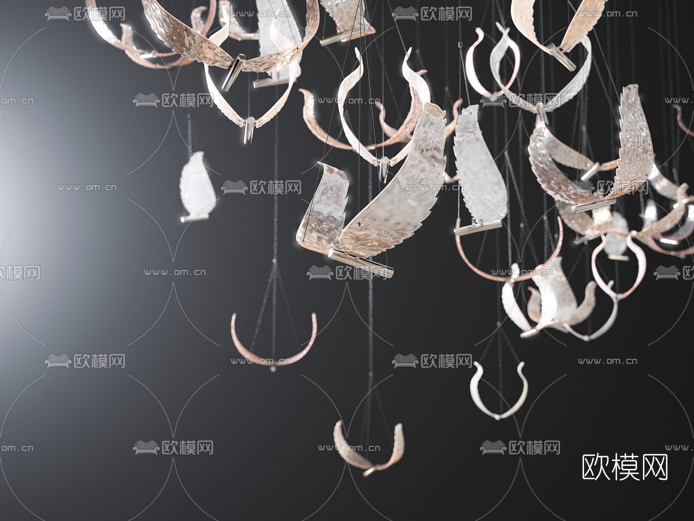 现代翅膀艺术装饰灯3d模型下载