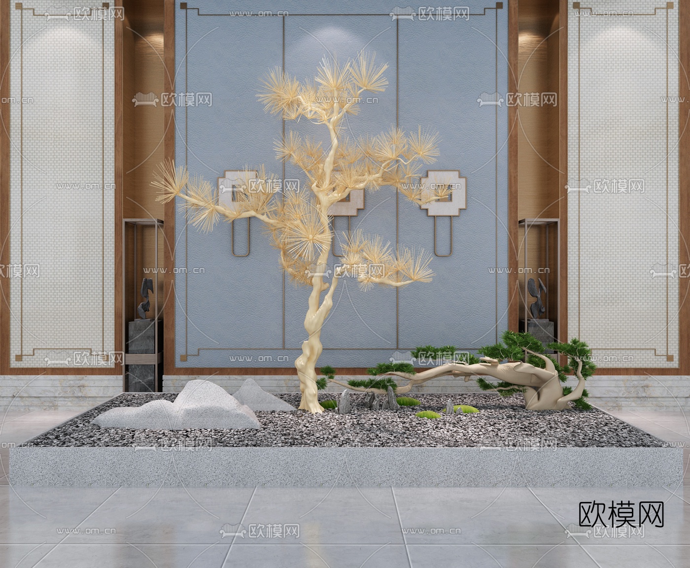 新中式枯山水园艺小品3d模型下载