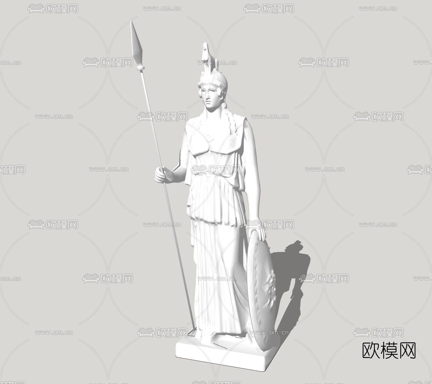 欧式战士雕塑免费su模型下载