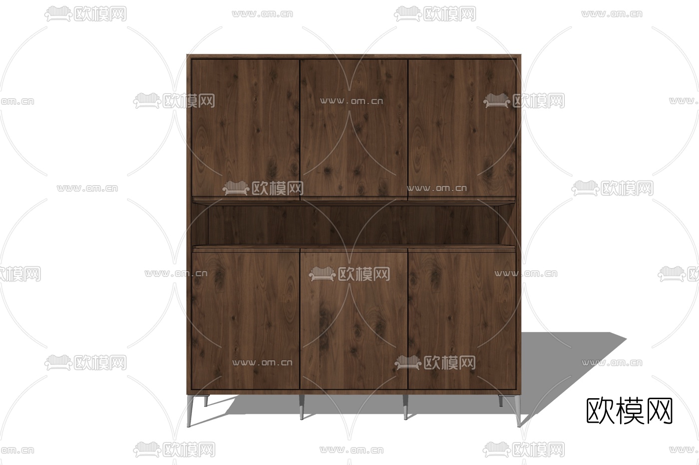 现代实木玄关鞋柜免费su模型下载