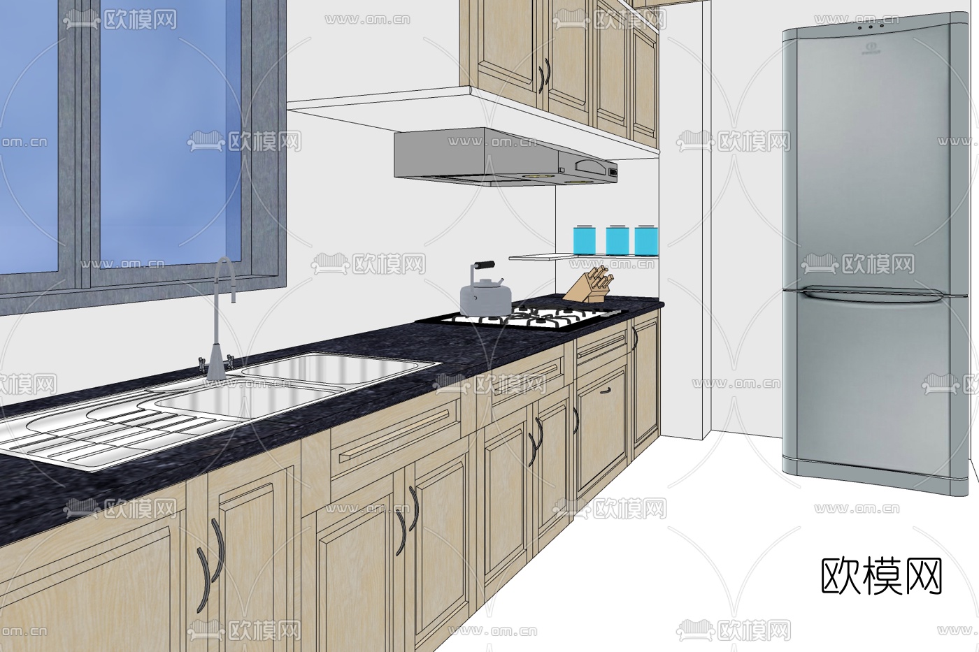 简欧厨房免费su模型下载