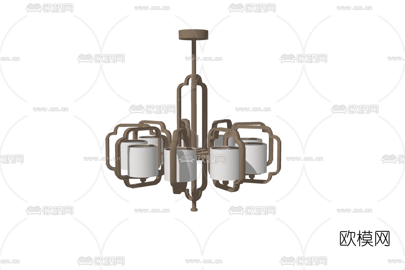 新中式多头吊灯免费su模型下载