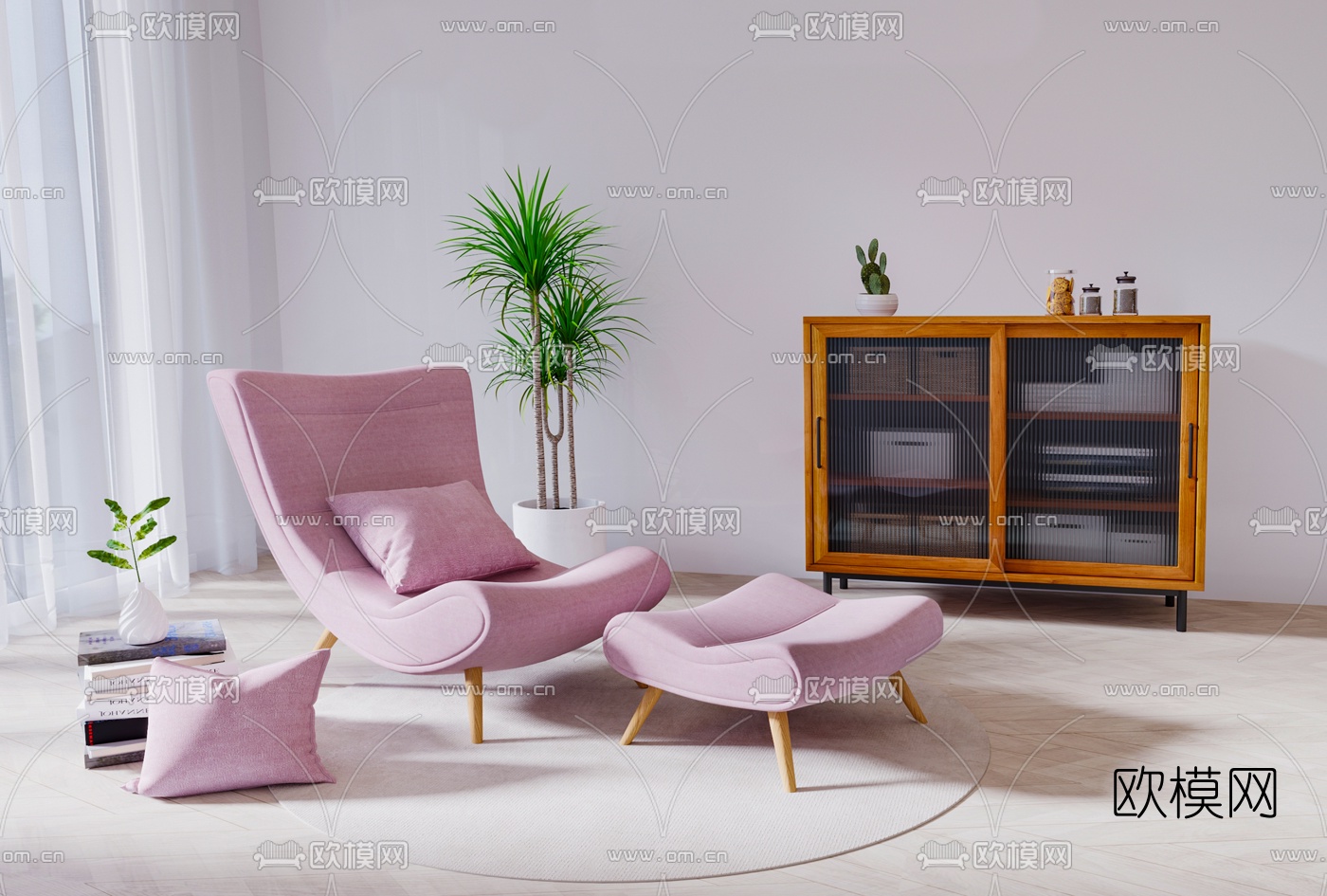 现代布艺休闲沙发躺椅3d模型下载