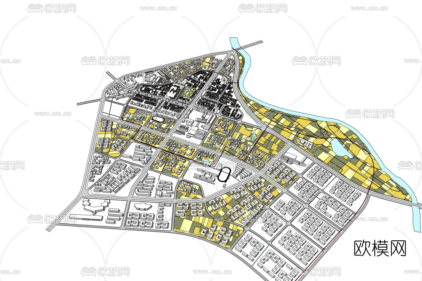 现代住宅规划免费su模型下载