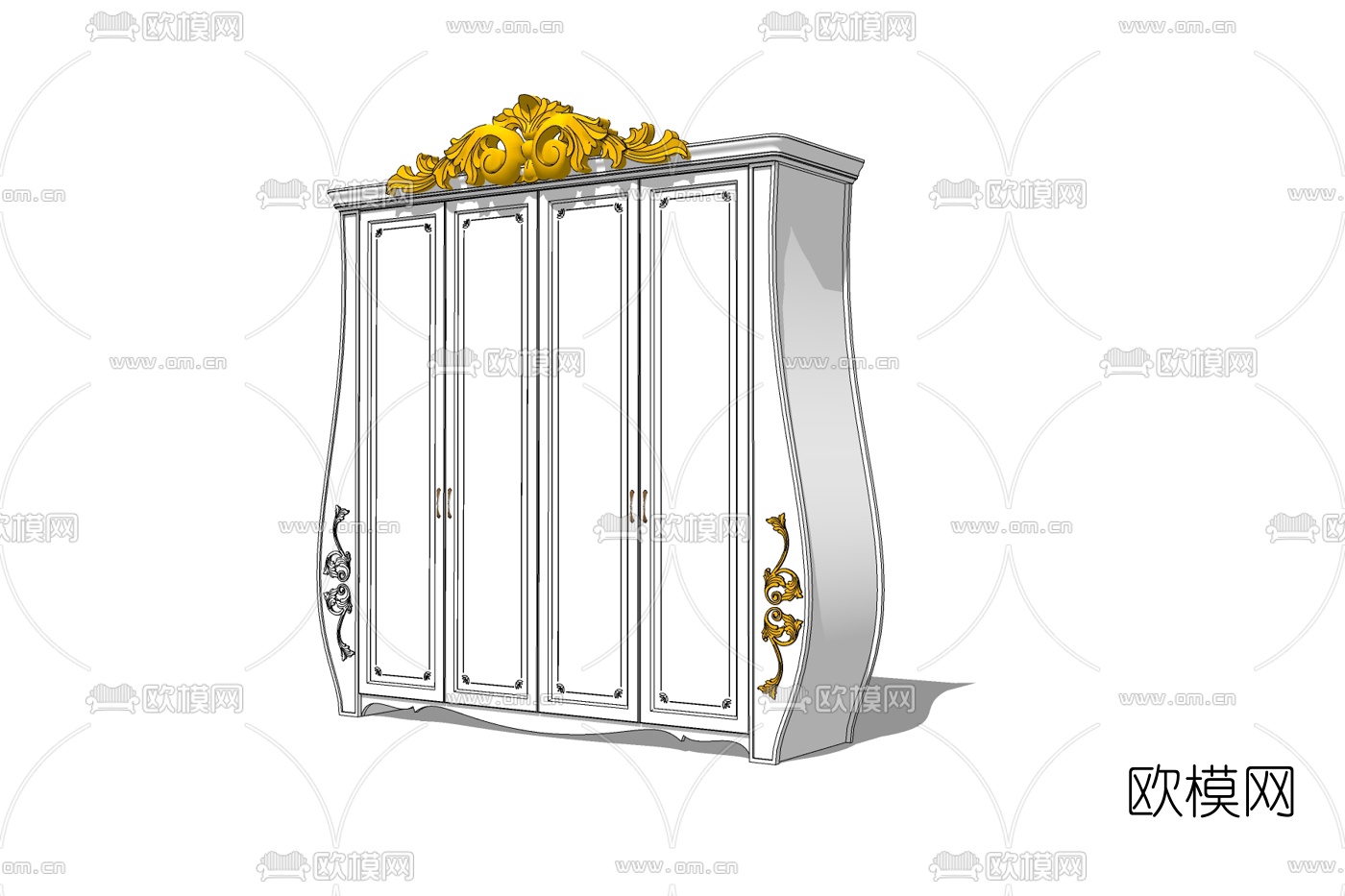 欧式实木衣柜免费su模型下载